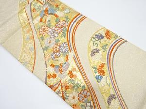 山並に花鳥模様織り出し袋帯